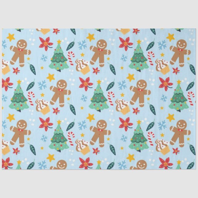 Gingerbread Men, Christmas Trees, Cupcakes Tissue Paper (Front)