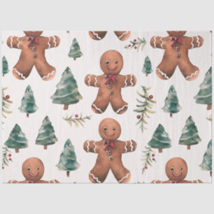 Gingerbread Men Christmas Trees White Christmas Tissue Paper