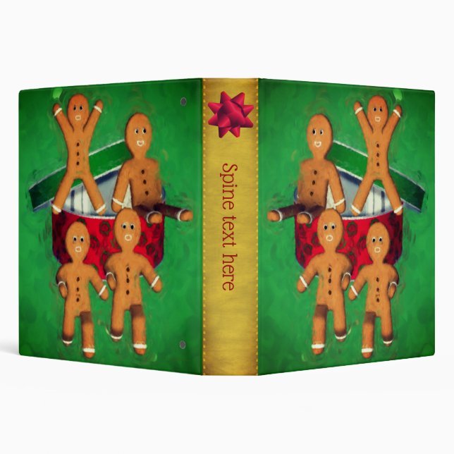Gingerbread Men Cookie Art Holiday Personalized Binder (Background)