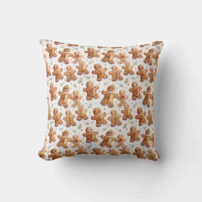Gingerbread Men Fun Novelty All-Over Print Throw Pillow (Front)