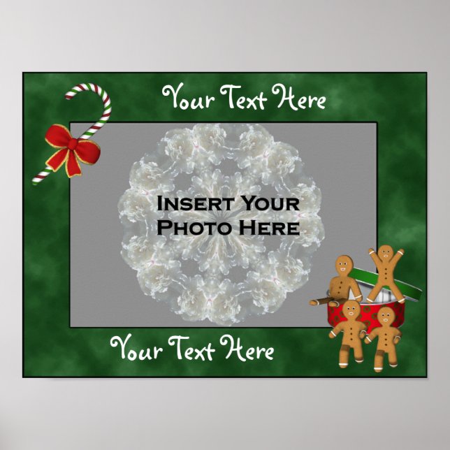 Gingerbread Men Holiday Frame Add Photo Poster (Front)