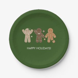 Gingerbread Men Holiday Paper Plate