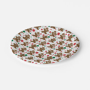 Gingerbread Men Holiday Pattern Paper Plate