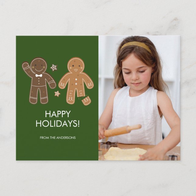 Gingerbread Men Holiday Photo Postcard (Front)