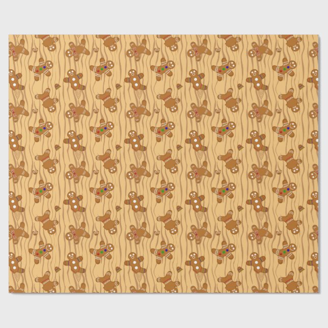 Gingerbread Men Medley Wrapping Paper (Flat)