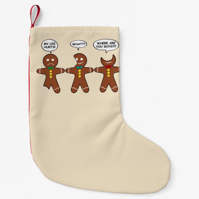 Gingerbread Men My Leg Hurts Small Christmas Stocking (Front)