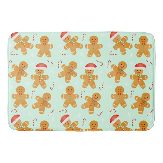 Gingerbread Men Pattern Bath Mat (Front)