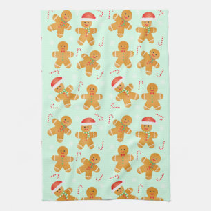 Gingerbread Men Pattern Kitchen Towel
