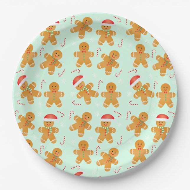Gingerbread Men Pattern Paper Plate (Front)