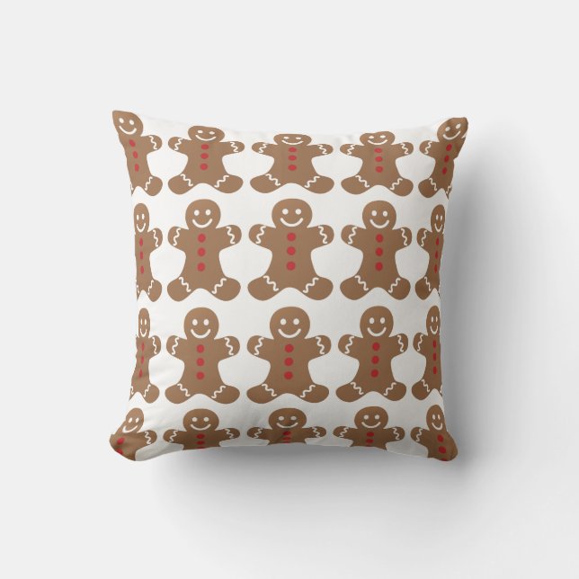 Gingerbread Men Pattern Throw Pillow (Front)