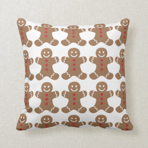 Gingerbread Men Pattern Throw Pillow