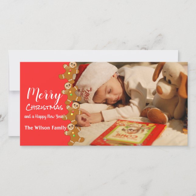 Gingerbread Men Photo Greetings Holiday Card (Front)