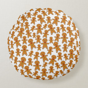 Gingerbread Men Round Pillow