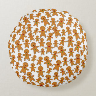 Gingerbread Men Round Pillow