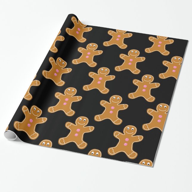 Gingerbread Men Wrapping Paper (Unrolled)
