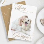 Gingerbread Merry Christmas Script Minimal Photo Holiday Card<br><div class="desc">Elegant and romantic swirly calligraphy lettering with a photo and a seamless pattern on the back. For more advanced customization of this design,  please click the BLUE DESIGN TOOL BUTTON above!</div>