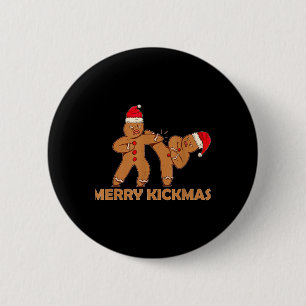 Gingerbread Merry Kickmas Funny Karate Santa Famil 2 Inch Round Button