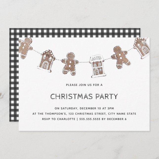 Gingerbread Modern Bold Christmas Party Holiday Invitation (Front/Back)
