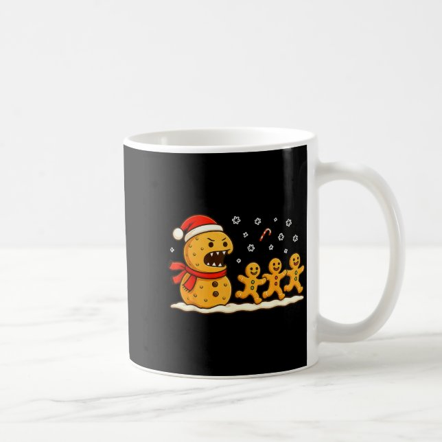 Gingerbread Monster Chase Funny Christmas Cookie X Coffee Mug (Right)