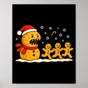 Gingerbread Monster Chase Funny Christmas Cookie X Poster