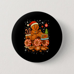 Gingerbread Monster Truck Christmas Snow Cute Xmas 2 Inch Round Button