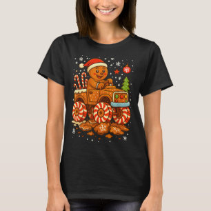 Gingerbread Monster Truck Christmas Snow Cute Xmas T-Shirt