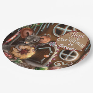 Gingerbread Mouse Christmas  Paper Plate