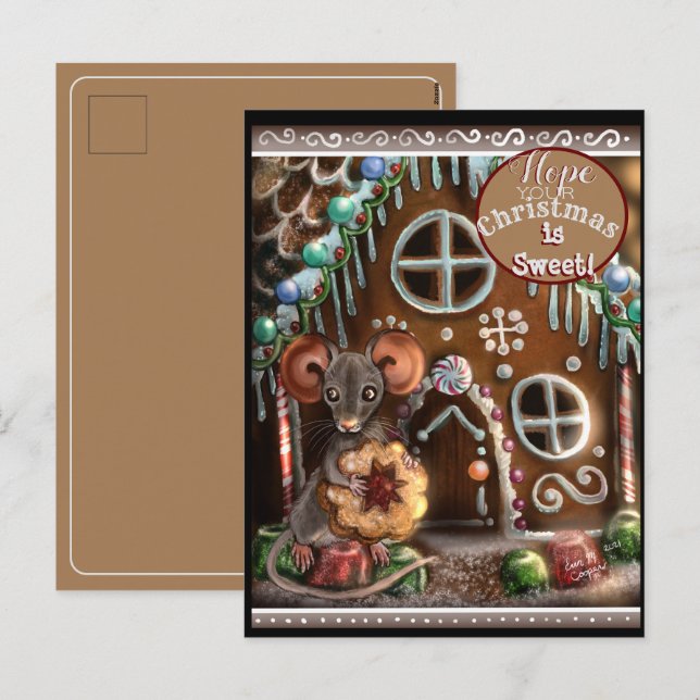 Gingerbread Mouse Sweet Christmas Holiday Postcard (Front/Back)
