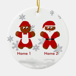 Gingerbread Mr and Mrs Santa Christmas Ornament