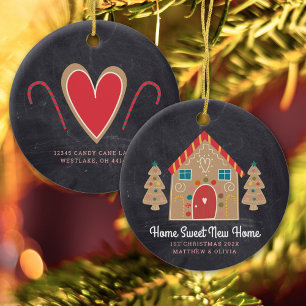 Gingerbread New Home Holiday Chalkboard Custom Ceramic Ornament