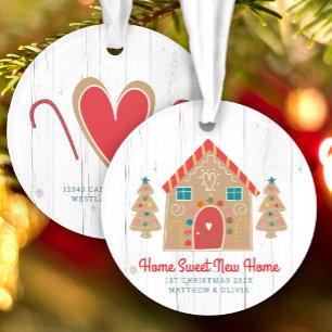 Gingerbread New Home Rustic Wood Holiday Custom Ornament
