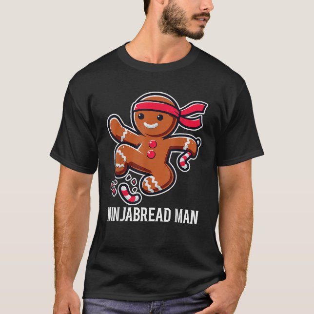Gingerbread Ninjabread Man Funny Cute Groovy Chris T-Shirt (Front)