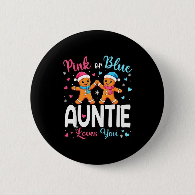 Gingerbread Nk Or Blue Auntie Loves You Christmas  2 Inch Round Button (Front)