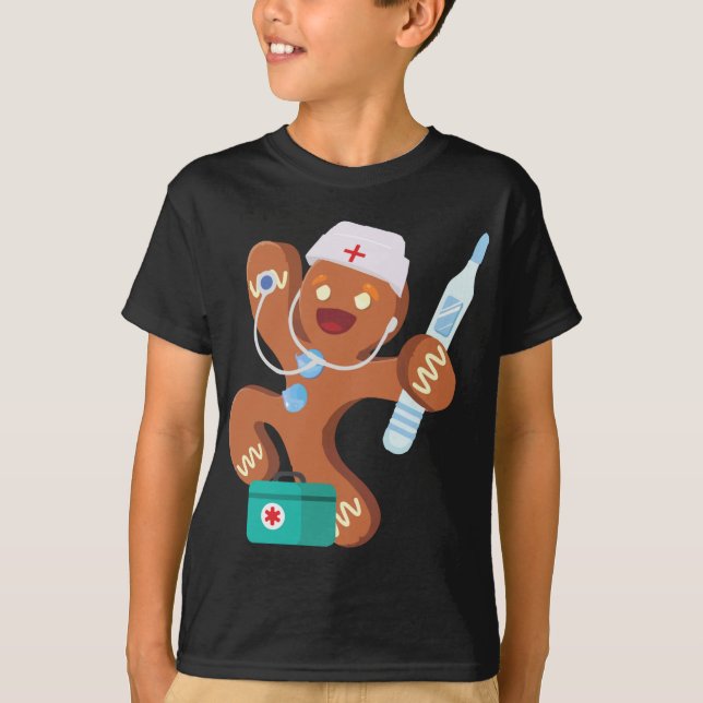 Gingerbread Nurse Christmas Cookies Baking Costume T-Shirt (Front)