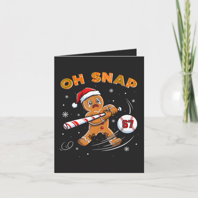 Gingerbread Oh Snap 67 Baseball Holiday Card (Front)