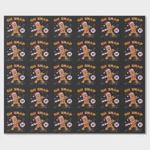 Gingerbread Oh Snap 67 Baseball Wrapping Paper