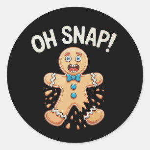 Gingerbread Oh Snap Christmas Cookie Baking Xmas Classic Round Sticker