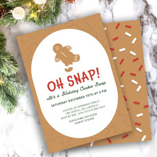 Gingerbread "Oh Snap!" Holiday Cookie Swap Invitation