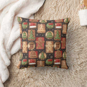 Gingerbread Ornaments Christmas Throw Pillow