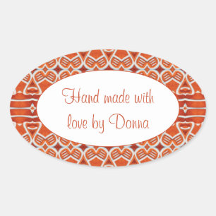 GINGERBREAD Oval "Hand Made" Stickers