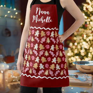 Gingerbread Pattern Cute Custom For Her Baking  Apron