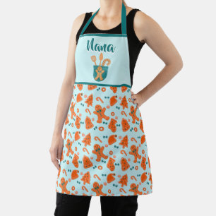 Gingerbread Pattern Grandma Gift Turquoise Apron