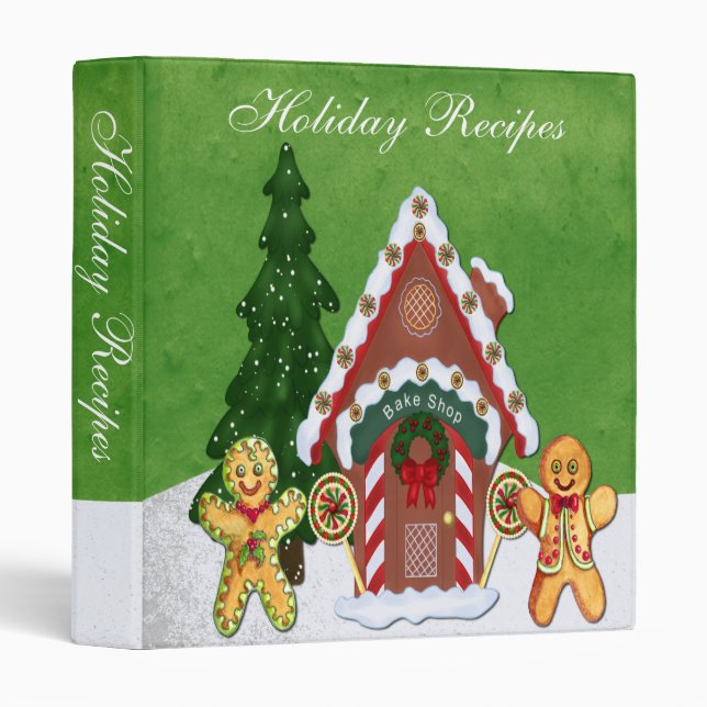 Gingerbread People and House Holiday Recipes Binder (Front/Spine)