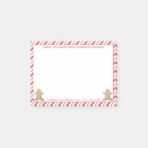 Gingerbread Peppermint Happy Holidays Personalized Post-it Notes