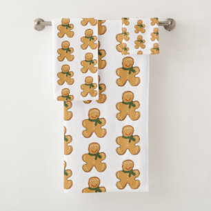Gingerbread Person Pattern Bath Towel Set
