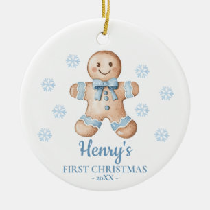 Gingerbread Personalized Baby's First Christmas Ceramic Ornament