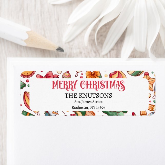 Gingerbread Personalized Christmas Return Address (Insitu)