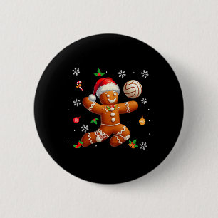 Gingerbread Playing Volleyball Christmas Player Ki 2 Inch Round Button