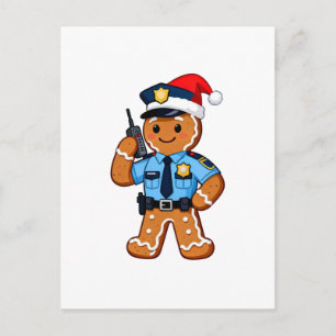 Gingerbread Police Officer Christmas 2026 Holiday Postcard