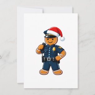 Gingerbread Police Officer Christmas 2026 Holiday Thank You Card